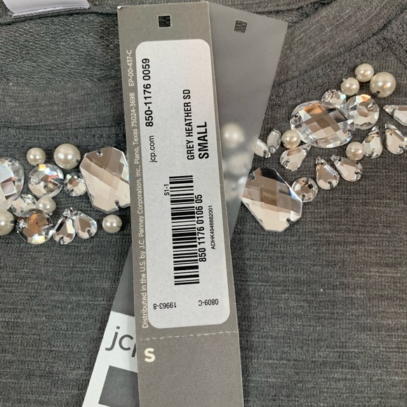 ❤️ JCPenney Sweatshirt Size S Rhinestones collar Long Sleeve Polyester Rayon - Picture 9 of 13